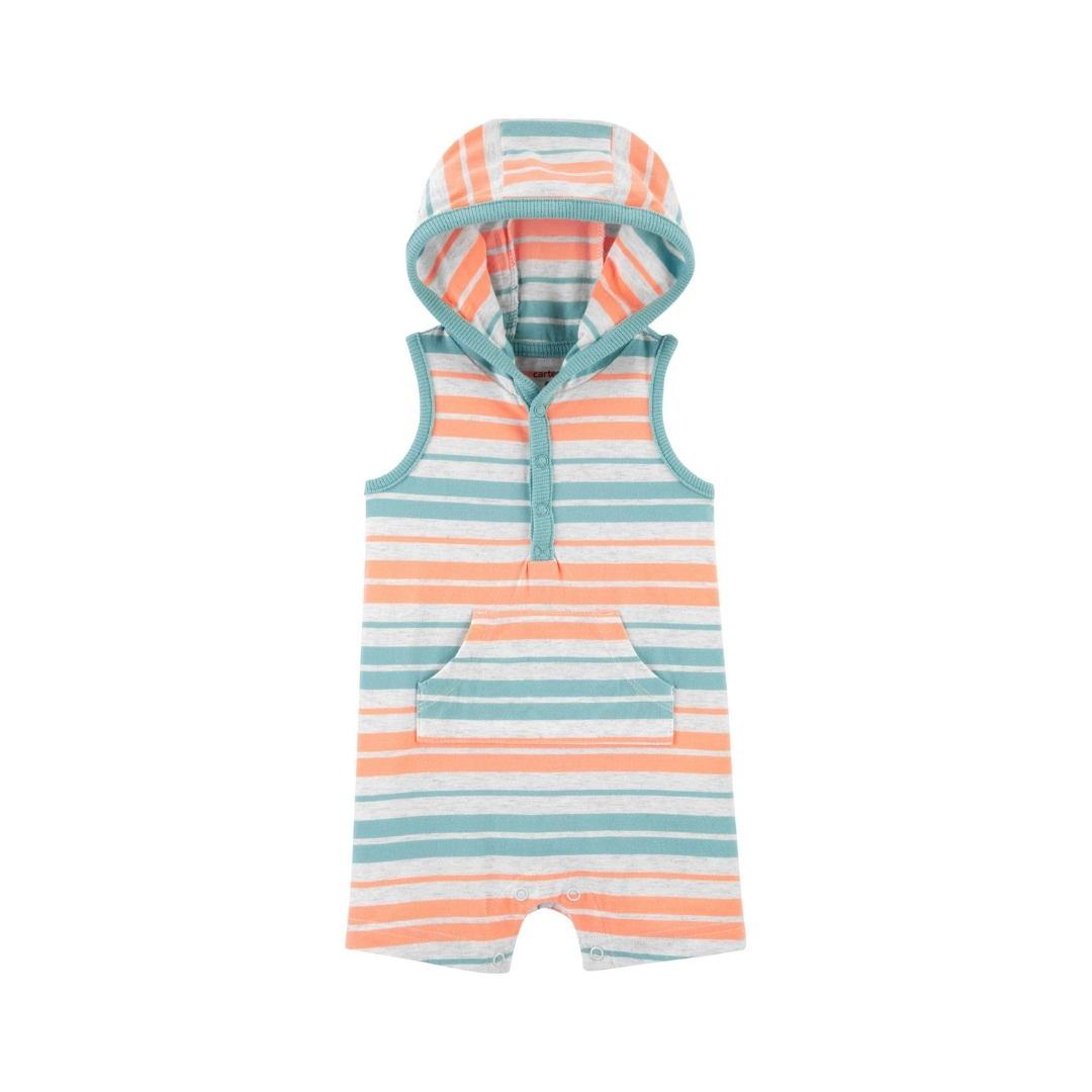 Carters Baby Boy Striped Hooded Romper - New Born