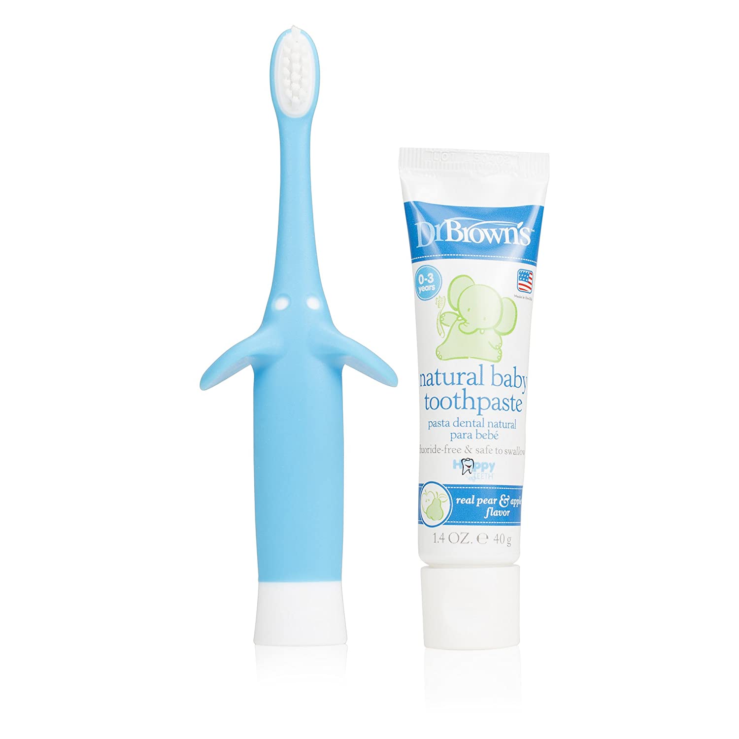 Dr. Brown's Infant-Toddler Toothbrush and Toothpaste Combo - Blue