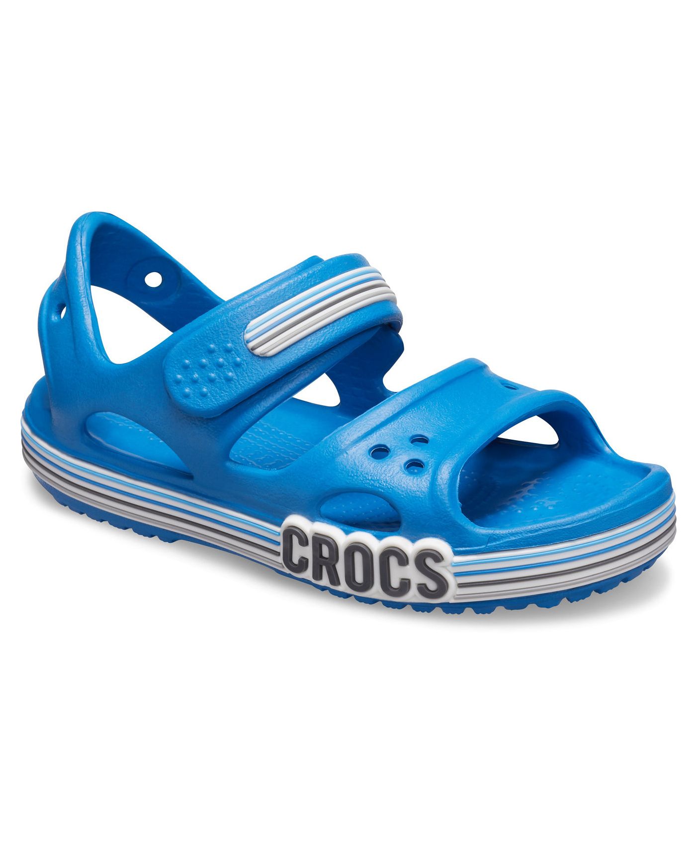 Crocs Crocband Logo Stripe Sandal – Bright Blue – The Baby Barrel ...