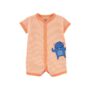 Baby Snap-Up Romper (Peach Stripes & Great Whales) - 6mths, Peach