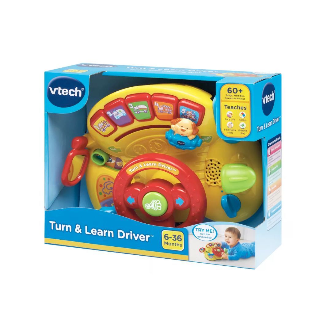 VTech Turn and Learn Driver, Role-Play Toy for Baby, Teaches Animals, Colors