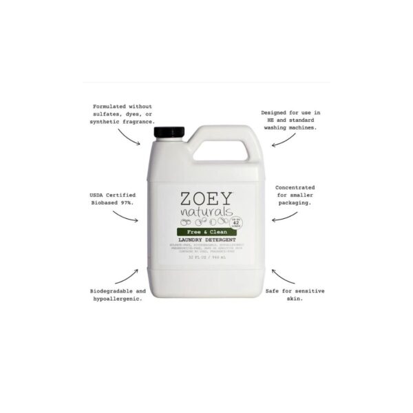 Zoey Naturals Laundry Detergent (Free & Clean) 32oz - Image 2