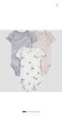 Carter's Baby Onesies 3pk - New Born, Light Grey