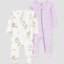 Carter's Baby Girl Sleepers - 2pk - New Born, Pink Flamingo