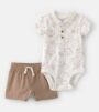 Baby Boy 2-Piece Safari Short Sleeve Bodysuit & Short Set - 3mths