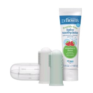 Dr. Brown's Finger Toothbrush 2pk & Toothpaste + Case