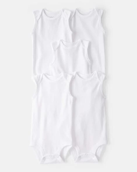 Carter’s White Sleeveless Onsie – 5pk