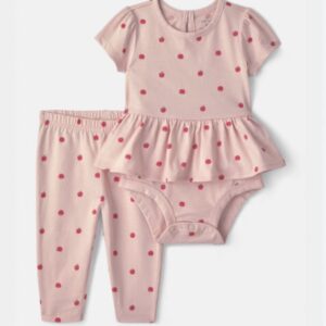 Baby Girl 2 - Piece Apple Bodysuit & Pant Set