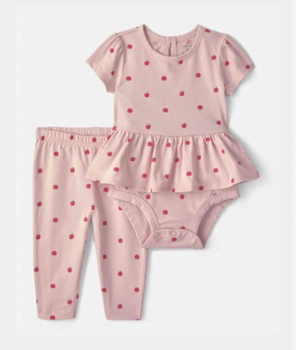 Baby Girl 2 – Piece Apple Bodysuit & Pant Set