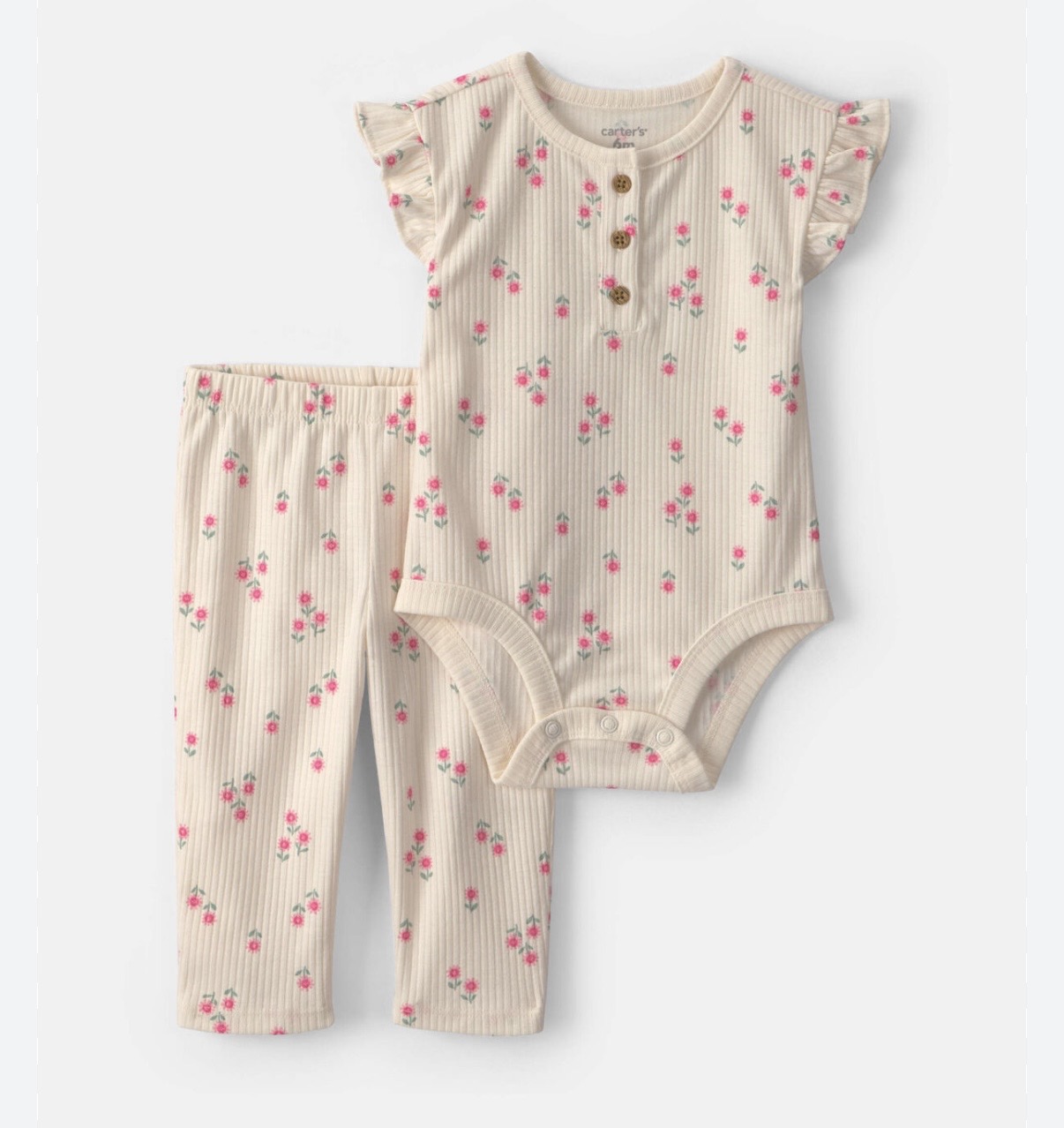 Baby Girl 2 – Piece Floral Bodysuit & Pant Set