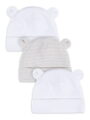 Gerber Baby Hats - 3pk - 0/3mths, Cream